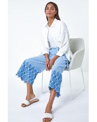 Roman - Gingham Cotton Broderie Cropped Trousers - Lyst
