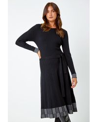 Roman - Ribbed Stretch Knit Border Print Dress - Lyst
