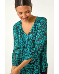 Roman - Metallic Floral Print Overlay Top - Lyst