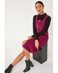 Roman - Corduroy Pinafore Midi Dress - Lyst
