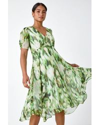Roman - Abstract Chiffon Hanky Hem Asymmetric Dress - Lyst
