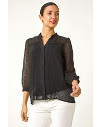 Roman - Dobby Lace Front Pleated Blouse - Lyst