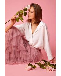 Roman - Elastic Waist Mesh Layered A Line Skirt - Lyst
