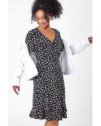 Roman Petite - Polka Dot Frill Hem Stretch Dress - Lyst