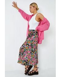 Roman - Dusk Fashion Floral Button Detail Midi Skirt - Lyst