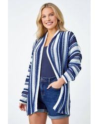 Roman - Petite Stripe Longline Knit Cardigan - Lyst
