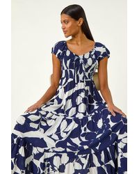 Roman - Shadow Floral Tie Tiered Dress - Lyst