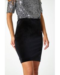 Roman - Velvet Knee Length Pencil Skirt - Lyst