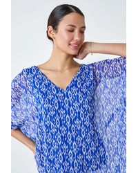 Roman - Abstract Print V-Neck Overlay Tunic Top - Lyst