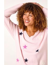 Roman - Heart & Star V-Neck Flock Jumper - Lyst