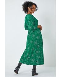 Roman Petite - Floral Print Stretch Midi Dress - Lyst