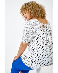 Roman Curve - Spot Print Tie Detail Top - Lyst