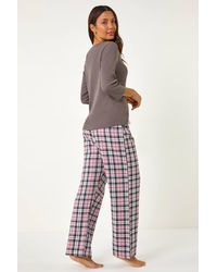 Roman - Check Print Bow Detail Pyjama Set - Lyst