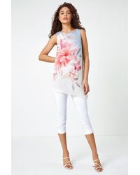 Roman - Floral Print Asymmetric Top - Lyst