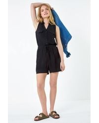 Roman - Button Through Utility Playsuit - Lyst