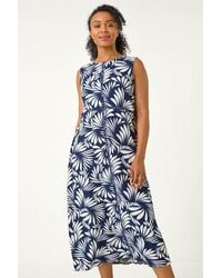 Roman Petite - Tropical Trim Midi Dress - Lyst