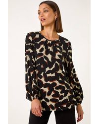 Roman - Abstract Print Textured Top - Lyst