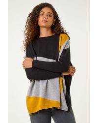 Roman - Colour Block Relaxed Longline Knit - Lyst