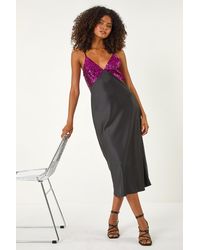 D.u.s.k - Sequin Top Satin Midi Dress - Lyst