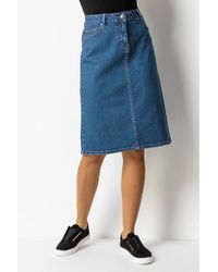 Roman - Cotton Denim Stretch A Line Skirt - Lyst