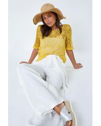 Roman - Cotton Crochet T-Shirt - Lyst