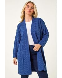 Roman Petite - Longline Cable Knit Cardigan - Lyst