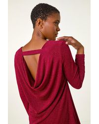 Roman - Glitter Cowl Back Stretch Tunic Top - Lyst