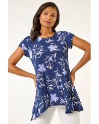 Roman - Textured Floral Print Tunic Top - Lyst