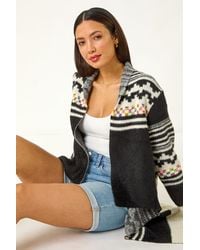 Roman - Pattern Fluffy Knit Cardigan - Lyst