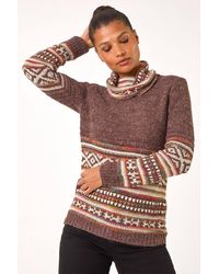 Roman - Abstract Print Roll Neck Knit Jumper - Lyst