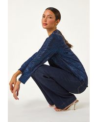 Roman - Sequin V-Neck Stretch Shirt - Lyst