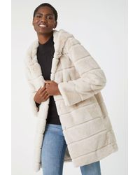 Roman - Faux Fur Hooded Longline Coat - Lyst