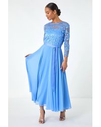 Roman Petite - Lace Tie Waist Maxi Dress - Lyst