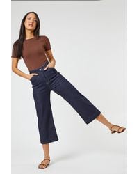 Roman - Wide Leg Stretch Cropped Denim Culottes - Lyst