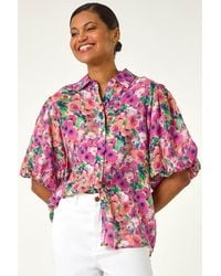 Roman - Floral Print Button Through Shirt - Lyst
