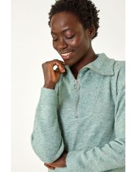 Roman - Collar Zip Neck Knit Jumper - Lyst