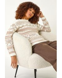 Roman - Contrast Pointelle Knit Jumper - Lyst