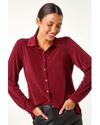 Roman - Glitter Button Through Stretch Blouse - Lyst