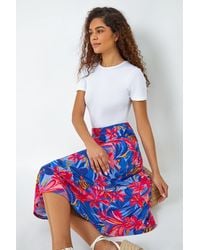 Roman - Tropical Floral Stretch Panel Skirt - Lyst