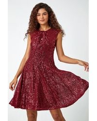 Roman - Sequin Twist Detail Cutout Stretch Dress - Lyst