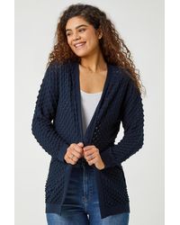 Roman - Cotton Blend Waffle Knit Cardigan - Lyst