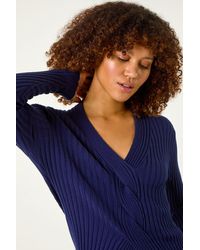 Roman - V-Neck Cable Ribbed Knit Jumper - Lyst
