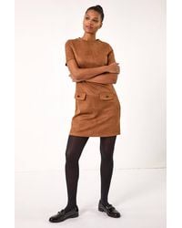 Roman - Suedette Button Shift Stretch Dress - Lyst