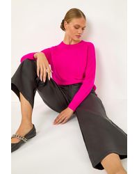 Roman - Coated Wide Leg Cropped Trouser - Lyst