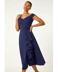 Roman - Bardot Ruffle Wrap Dress - Lyst
