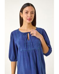 Roman - Pleated Tie Neck Top - Lyst