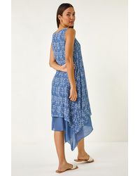 Roman - Floral Print Double Layer Shift Dress - Lyst