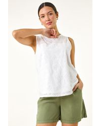 Roman - Cotton Broderie Vest Top - Lyst