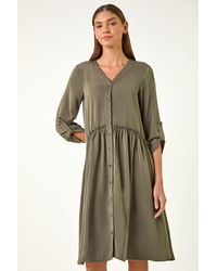 Roman - Satin Drop Waist Smock Dress - Lyst
