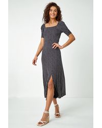 Roman - Polka Dot Print Midi Dress - Lyst